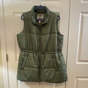 Peace Love World Olive Quilted Vest